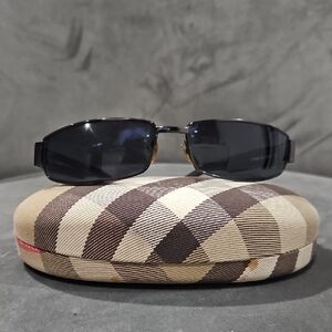 Burberry Y2K  Black Slim Sunglasses with Silver Accents